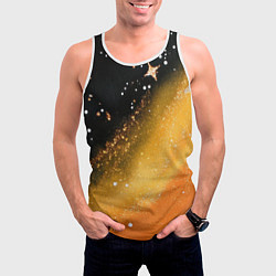 Майка-безрукавка мужская Черно-оранжевая блестящая текстура, цвет: 3D-белый — фото 2