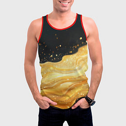 Майка-безрукавка мужская Золотистая материя на черном фоне, цвет: 3D-красный — фото 2