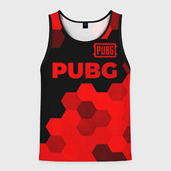 Майка-безрукавка мужская PUBG - red gradient посередине, цвет: 3D-черный