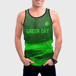 Майка-безрукавка мужская Green Day - green gradient посередине, цвет: 3D-черный — фото 2