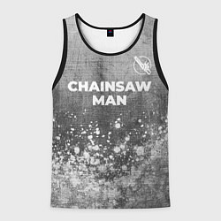 Майка-безрукавка мужская Chainsaw Man - grey gradient посередине, цвет: 3D-черный