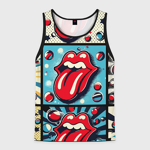 Мужская майка без рукавов Rolling Stones logo - pop art / 3D-Черный – фото 1