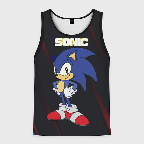 Мужская майка без рукавов Sonic / 3D-Черный – фото 1