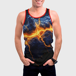 Майка-безрукавка мужская Молнии в разбитом небе, цвет: 3D-красный — фото 2