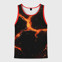 Мужская майка без рукавов Оранжевый разлом на черной текстуре
