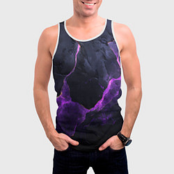 Майка-безрукавка мужская Фиолетово-черная объемная текстура, цвет: 3D-белый — фото 2