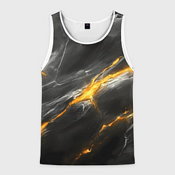 Мужская майка без рукавов Серая текстура с золотым разломом