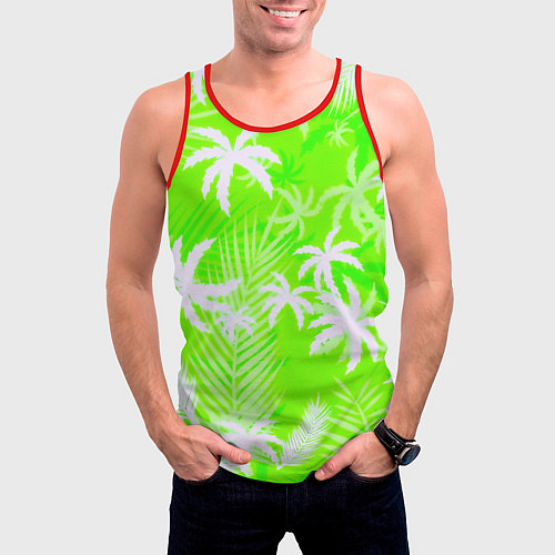Мужская майка без рукавов Кислотные тропики / 3D-Красный – фото 3