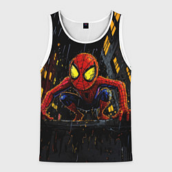 Майка-безрукавка мужская Маленький человек-паук с желтыми глазами, цвет: 3D-белый