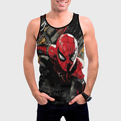 Майка-безрукавка мужская Человек-паук и красная краска, цвет: 3D-черный — фото 2