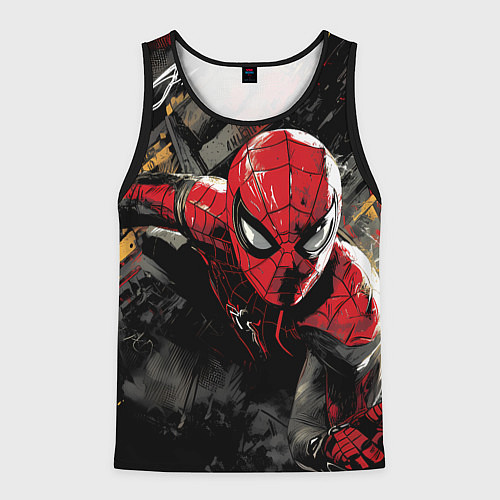 Мужская майка без рукавов Человек-паук и красная краска / 3D-Черный – фото 1