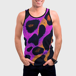 Майка-безрукавка мужская Неоновый леопардовый узор, цвет: 3D-черный — фото 2