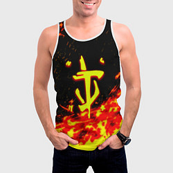 Майка-безрукавка мужская Doom огненное лого, цвет: 3D-белый — фото 2