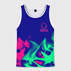 Майка-безрукавка мужская Nirvana fire neon, цвет: 3D-белый