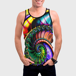 Майка-безрукавка мужская Фрактальный узор неоновый, цвет: 3D-черный — фото 2