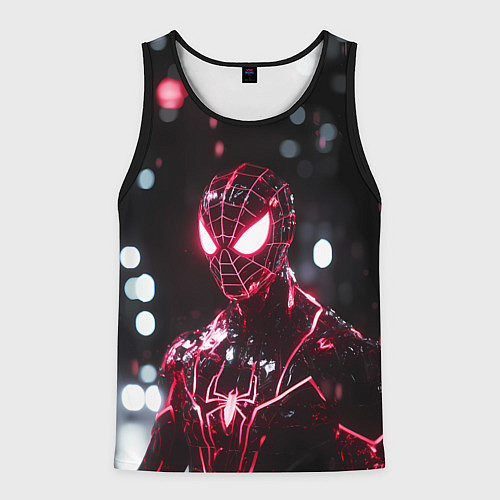 Мужская майка без рукавов Человек-паук в красно-черном костюме / 3D-Черный – фото 1
