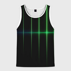 Майка-безрукавка мужская The line is green black, цвет: 3D-белый
