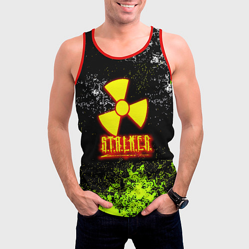 Мужская майка без рукавов Stalker брызги красок / 3D-Красный – фото 3