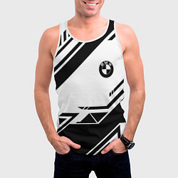 Майка-безрукавка мужская BMW geometry black, цвет: 3D-белый — фото 2