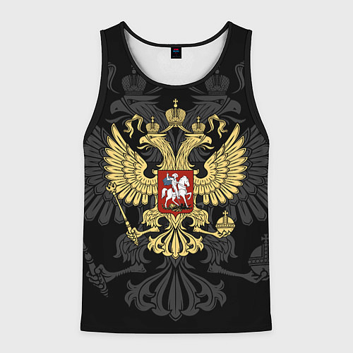Мужская майка без рукавов Российский герб на чёрном фоне / 3D-Черный – фото 1