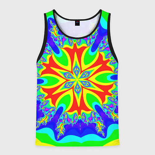Мужская майка без рукавов Неоновая психоделика узор / 3D-Черный – фото 1