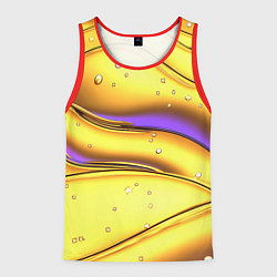 Мужская майка без рукавов Золотые волны с фиолетовым свечением