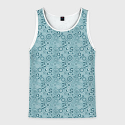 Майка-безрукавка мужская Бирюзовый деревенский узор ретро, цвет: 3D-белый