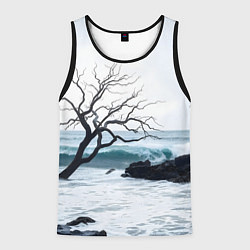 Майка-безрукавка мужская Дерево в море, цвет: 3D-черный