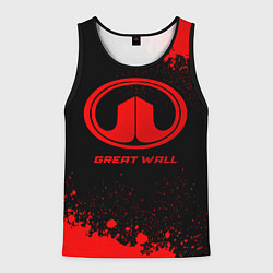 Майка-безрукавка мужская Great Wall - red gradient, цвет: 3D-черный