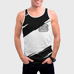 Майка-безрукавка мужская PUBG черно белые краски, цвет: 3D-белый — фото 2