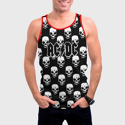 Мужская майка без рукавов AC DC rock skull / 3D-Красный – фото 3