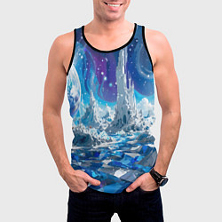 Майка-безрукавка мужская Космический фантастический пейзаж, цвет: 3D-черный — фото 2