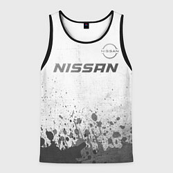 Майка-безрукавка мужская Nissan - white gradient посередине, цвет: 3D-черный