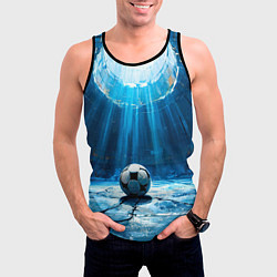 Майка-безрукавка мужская Футбольный мяч в синем, цвет: 3D-черный — фото 2