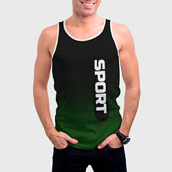 Майка-безрукавка мужская Sport чёрно-зелёный текстурный, цвет: 3D-белый — фото 2