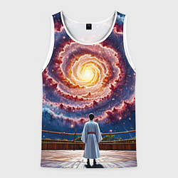 Майка-безрукавка мужская Айкидоист в космосе, цвет: 3D-белый