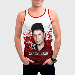 Майка-безрукавка мужская Юрий Хой бело-красный фон, цвет: 3D-красный — фото 2