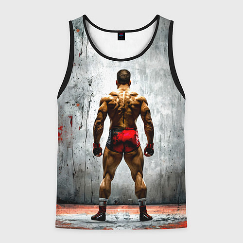 Мужская майка без рукавов Рестлер на синем / 3D-Черный – фото 1