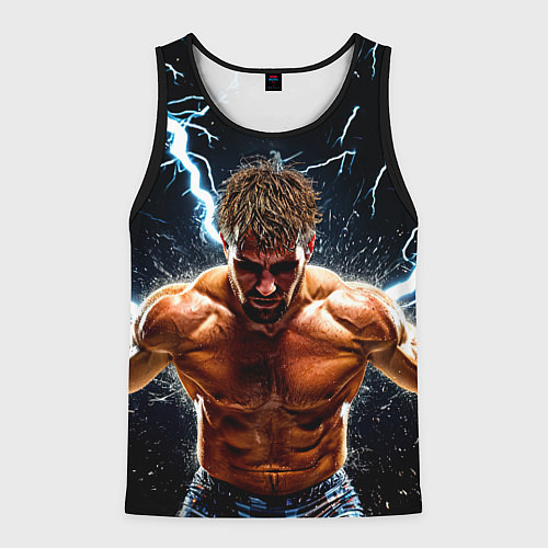 Мужская майка без рукавов Рестлер в молниях / 3D-Черный – фото 1