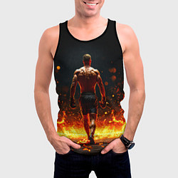 Майка-безрукавка мужская Боксер и огонь, цвет: 3D-черный — фото 2