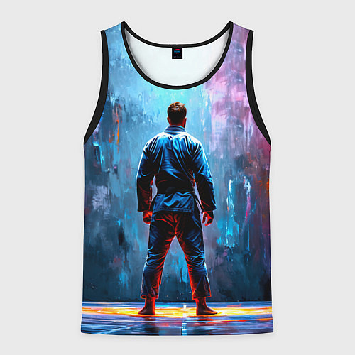 Мужская майка без рукавов Боец джиу-джитсу / 3D-Черный – фото 1