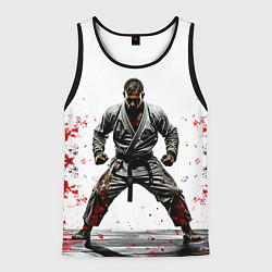 Майка-безрукавка мужская Боец джиу-джитсу на белом, цвет: 3D-черный