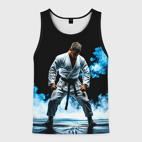 Мужская майка без рукавов Боец джиу-джитсу в дыму / 3D-Черный – фото 1