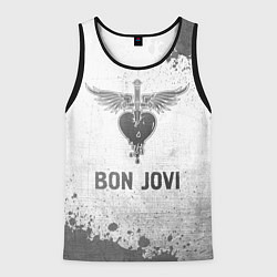 Майка-безрукавка мужская Bon Jovi - white gradient, цвет: 3D-черный