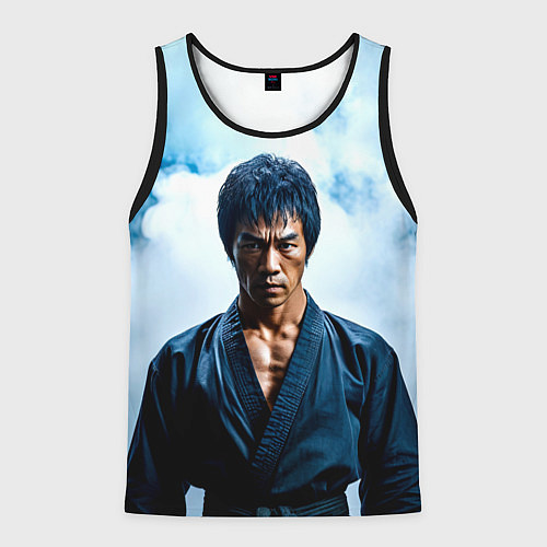 Мужская майка без рукавов Брюс Ли в дыму / 3D-Черный – фото 1
