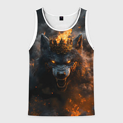 Майка-безрукавка мужская Волк в огне, цвет: 3D-белый
