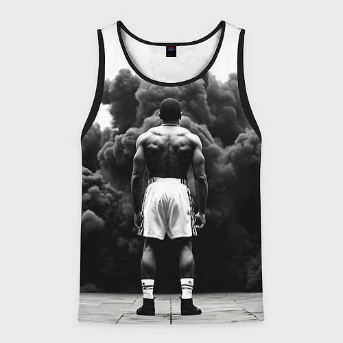 Мужская майка без рукавов Мухаммед Али в черном дыму / 3D-Черный – фото 1