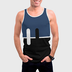 Майка-безрукавка мужская Простая абстракция сине-чёрный с белым, цвет: 3D-белый — фото 2