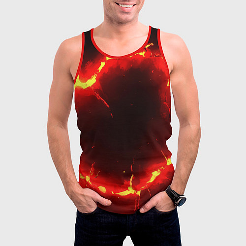Мужская майка без рукавов Красный круг из огня текстура / 3D-Красный – фото 3