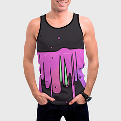 Майка-безрукавка мужская Фиолетовая текстура на черном фоне, цвет: 3D-черный — фото 2